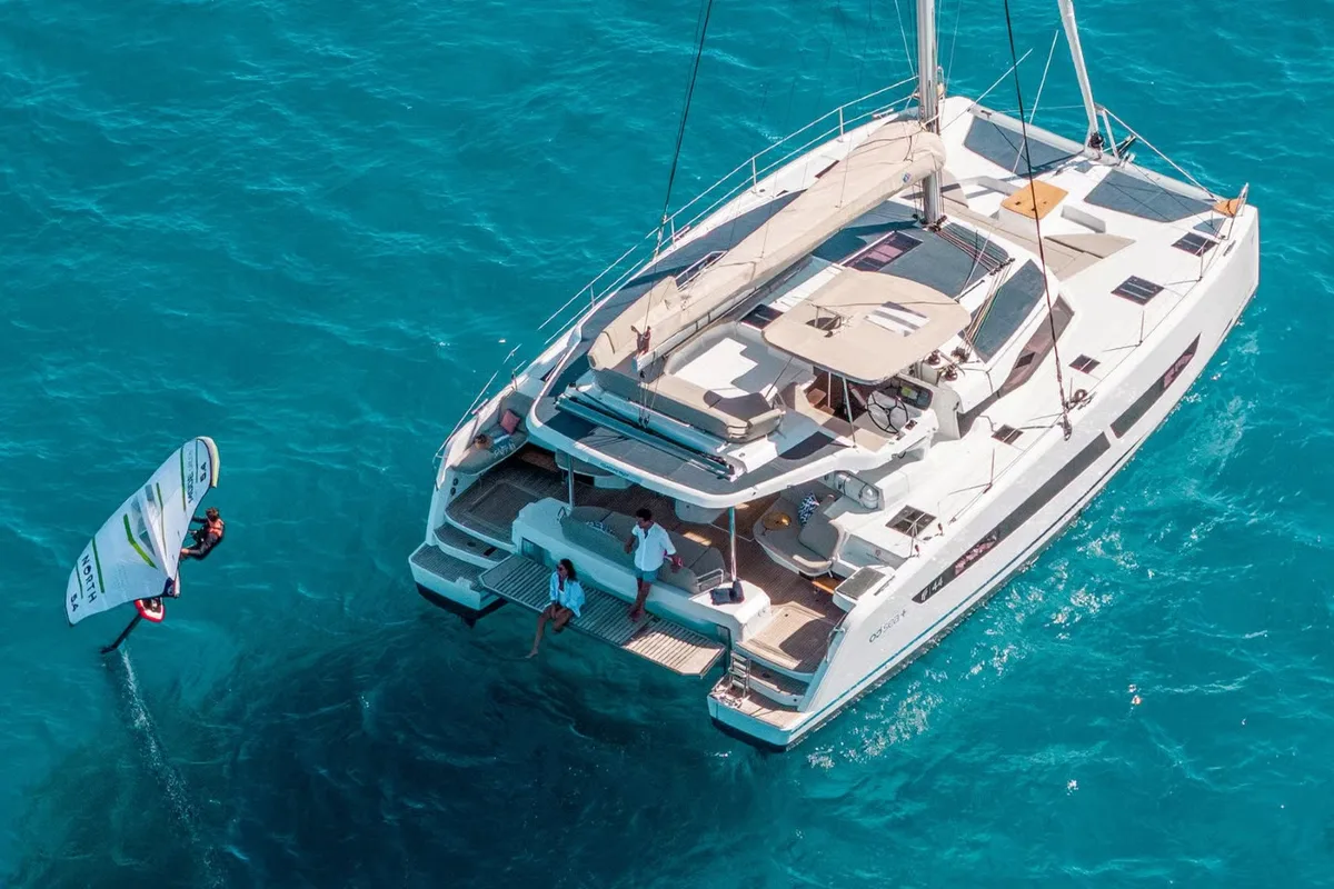 Exterior view of NN, a Fountaine Pajot New 44 catamaran at Grad Pula, Croatia