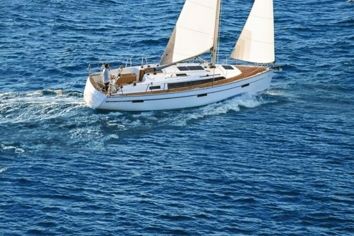 Exterior view of Julia, a Bavaria Cruiser 37 sailboat at Zadar, Croatia
