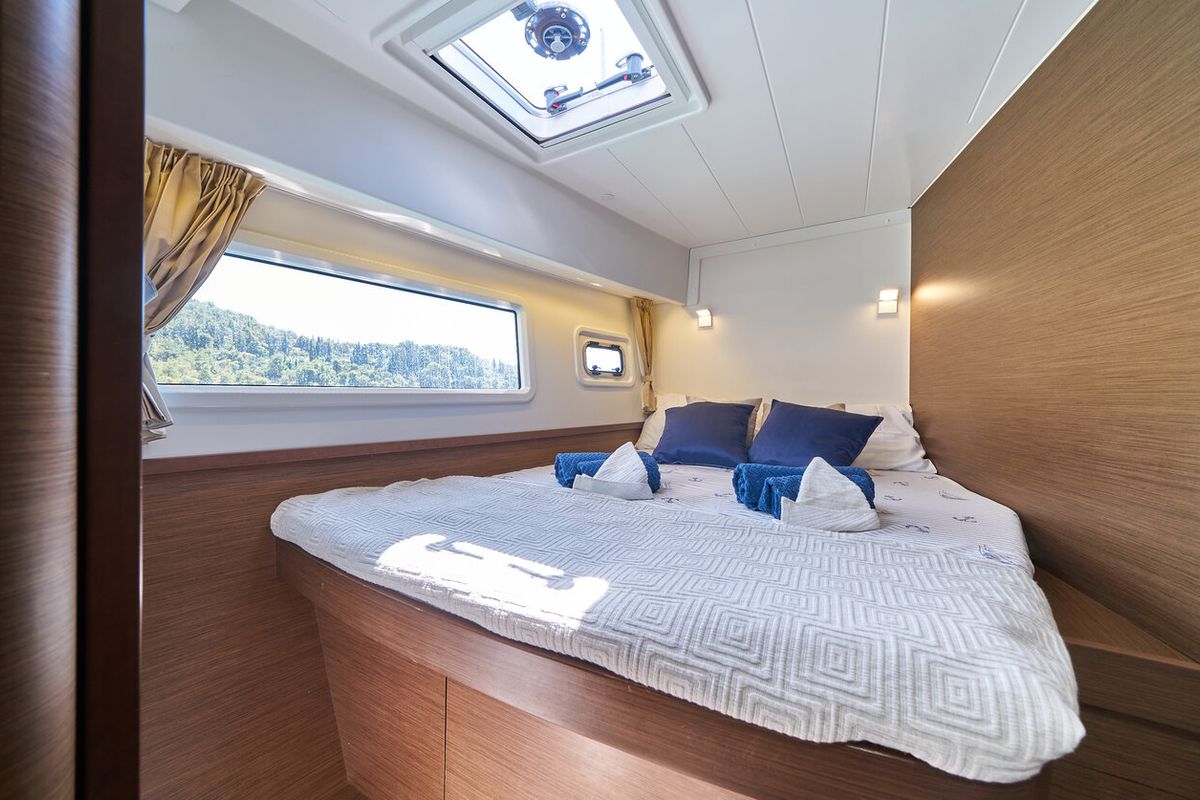Cabin on Aura, a Lagoon 42 catamaran at Split, Croatia