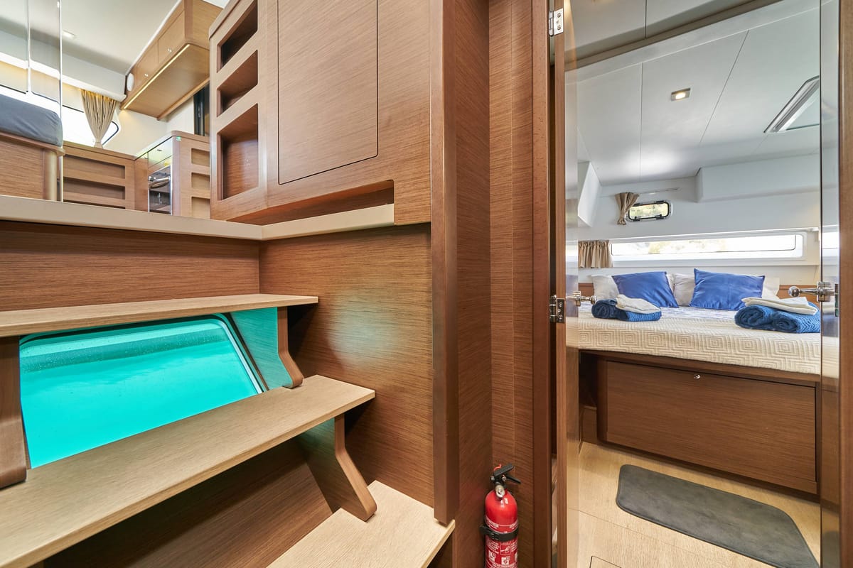 Cabin on Aura, a Lagoon 42 catamaran at Split, Croatia