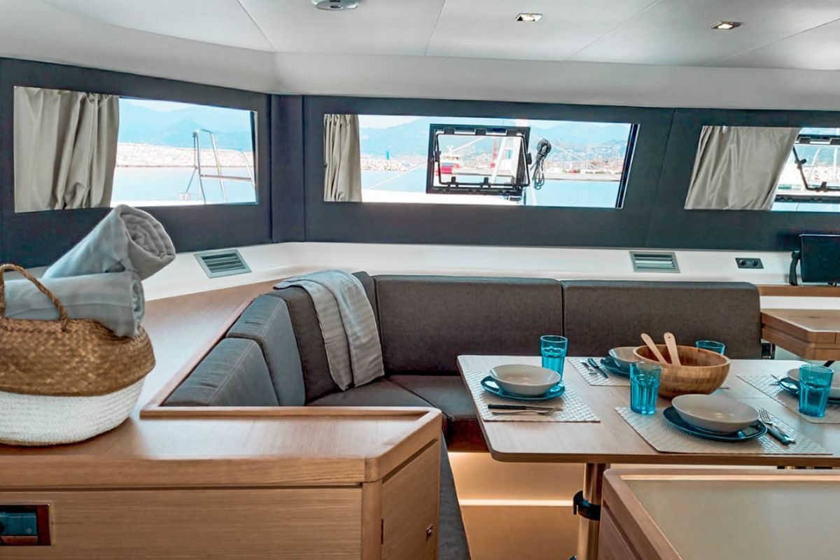 Salon of Sonia, a Dufour 48 Catamaran catamaran at Salerno, Italy