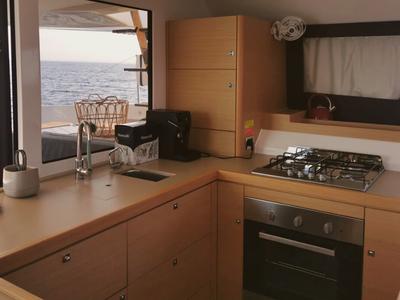 Galley of Sonia, a Dufour 48 Catamaran catamaran at Salerno, Italy