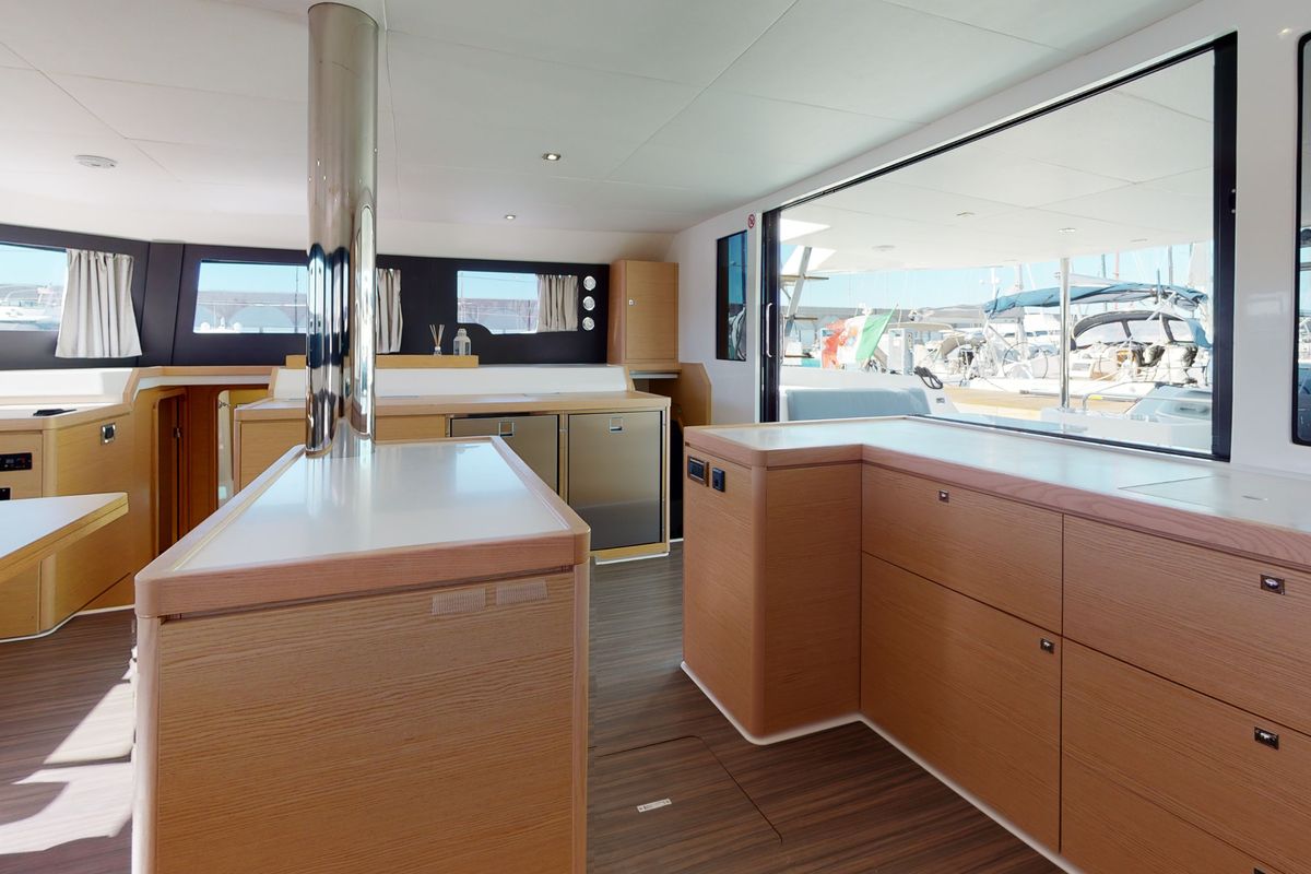 Galley of Sonia, a Dufour 48 Catamaran catamaran at Salerno, Italy