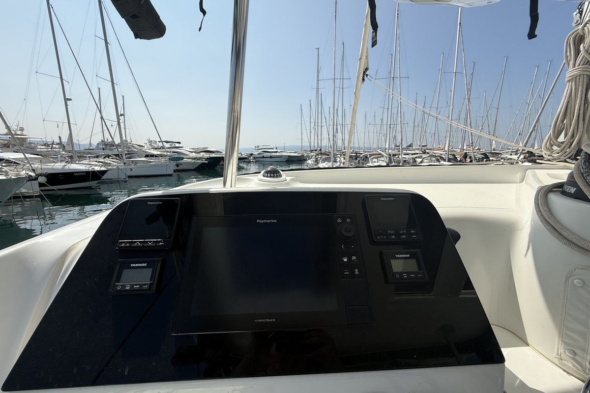 Cockpit of Tigeer Royale, a Lagoon 42 catamaran at Split, Croatia