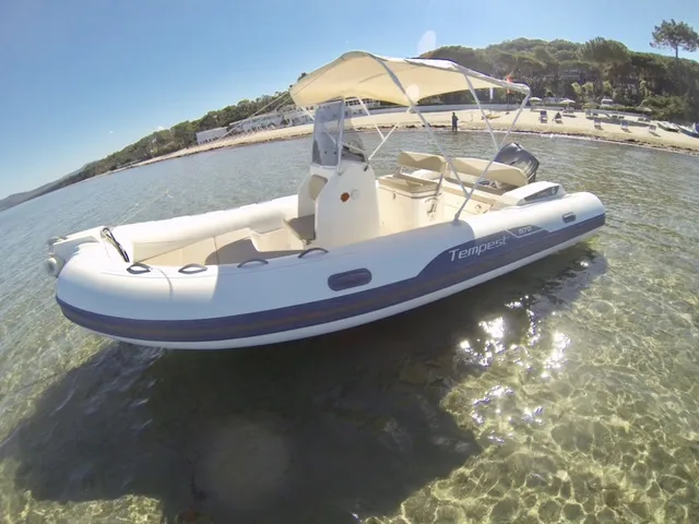 Exterior view of n. 4, a Capelli Tempest 570 rib at Cannigione, Italy