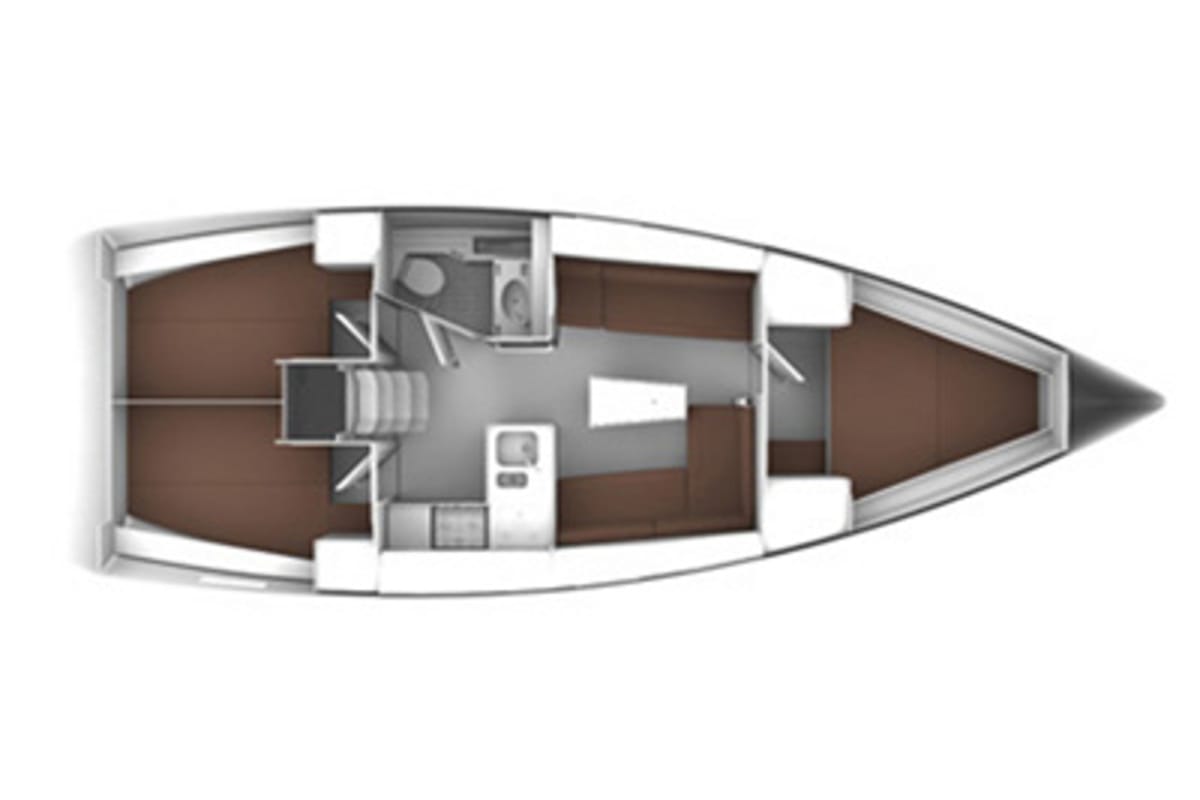 Floor plan of Florentia, a Bavaria Cruiser 37 sailboat at Municipal Unit of Pteleos, Greece