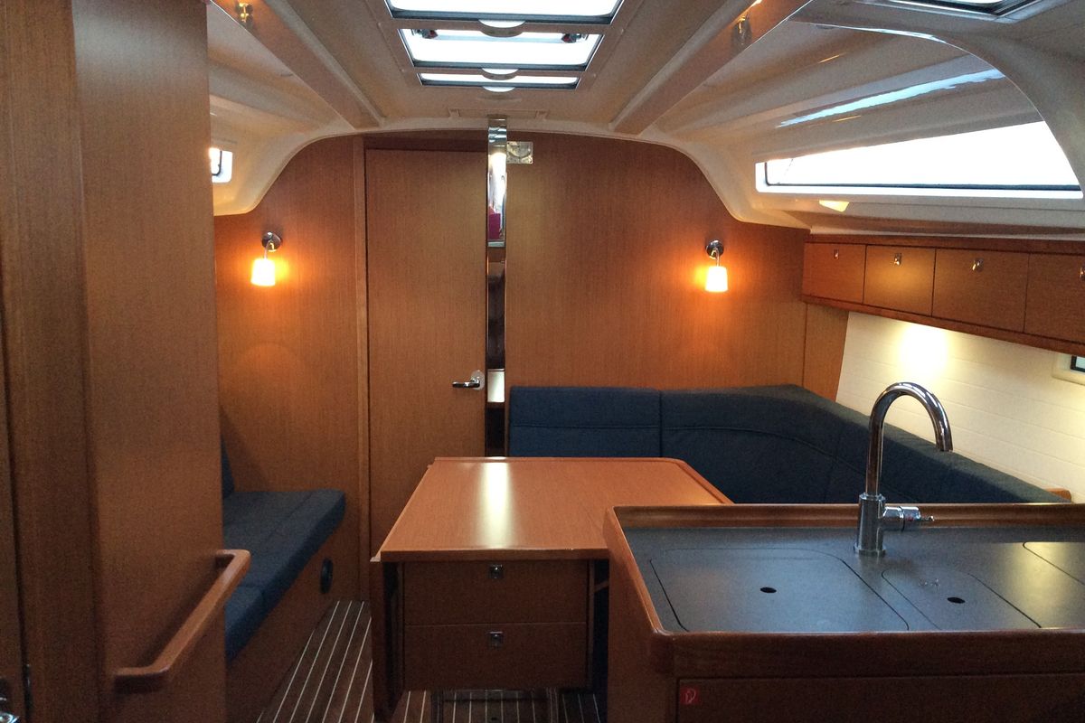 Galley of Florentia, a Bavaria Cruiser 37 sailboat at Municipal Unit of Pteleos, Greece