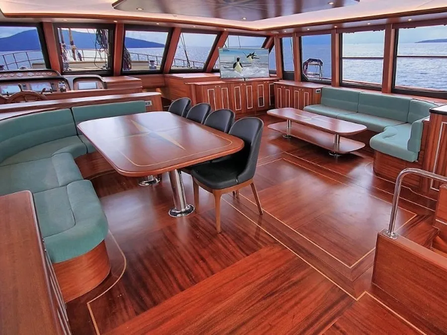 Salon of Dragon Fly, a Gulet Custom built 183 yacht at Bodrum, Turkey