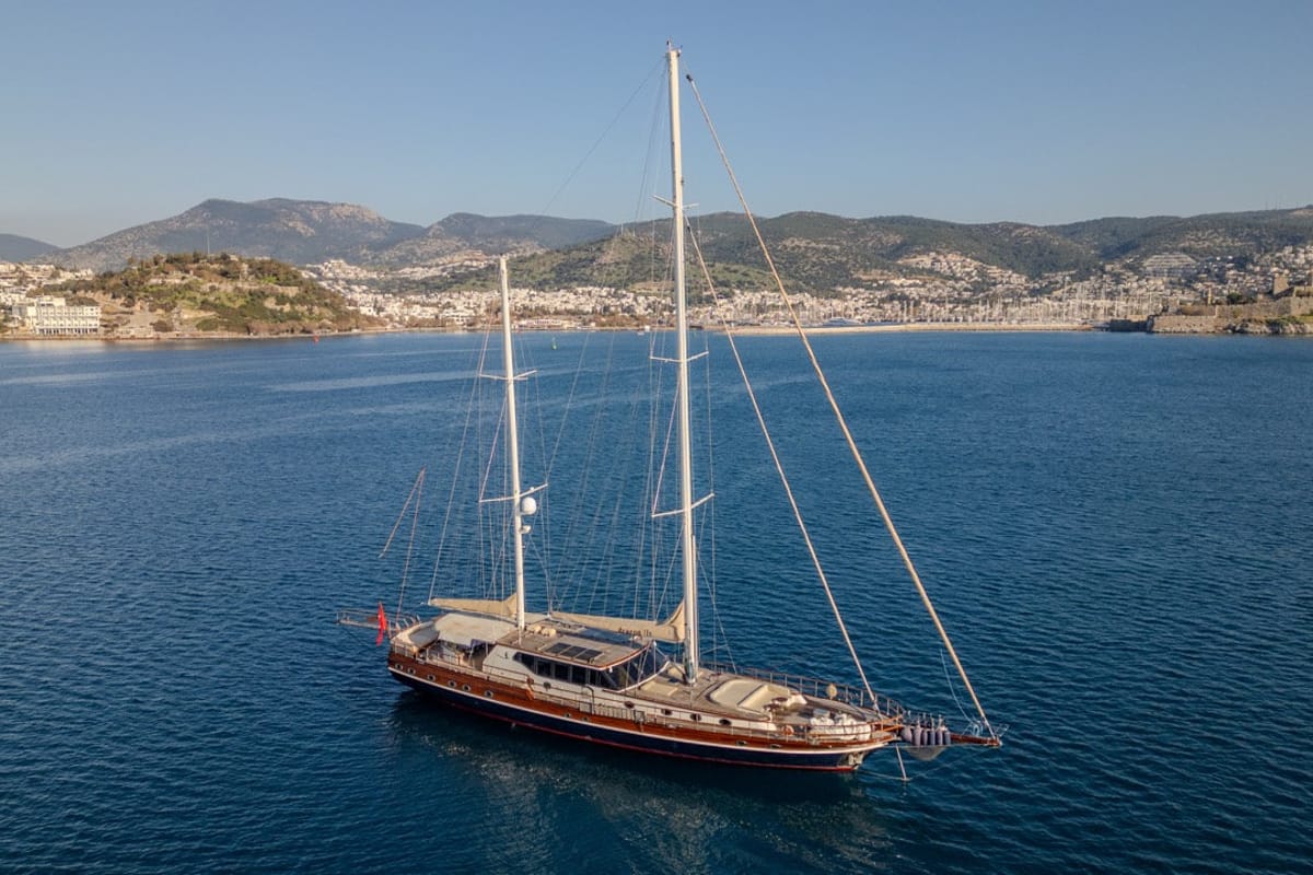 Exterior view of Dragon Fly, a Gulet Custom built 183 yacht at Bodrum, Turkey