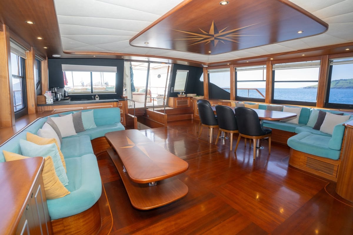 Salon of Dragon Fly, a Gulet Custom built 183 yacht at Bodrum, Turkey