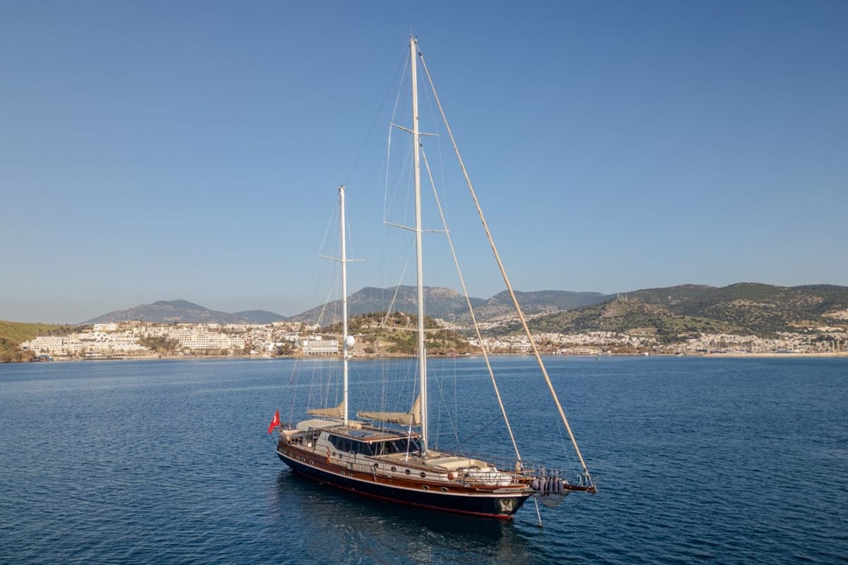 Exterior view of Dragon Fly, a Gulet Custom built 183 yacht at Bodrum, Turkey