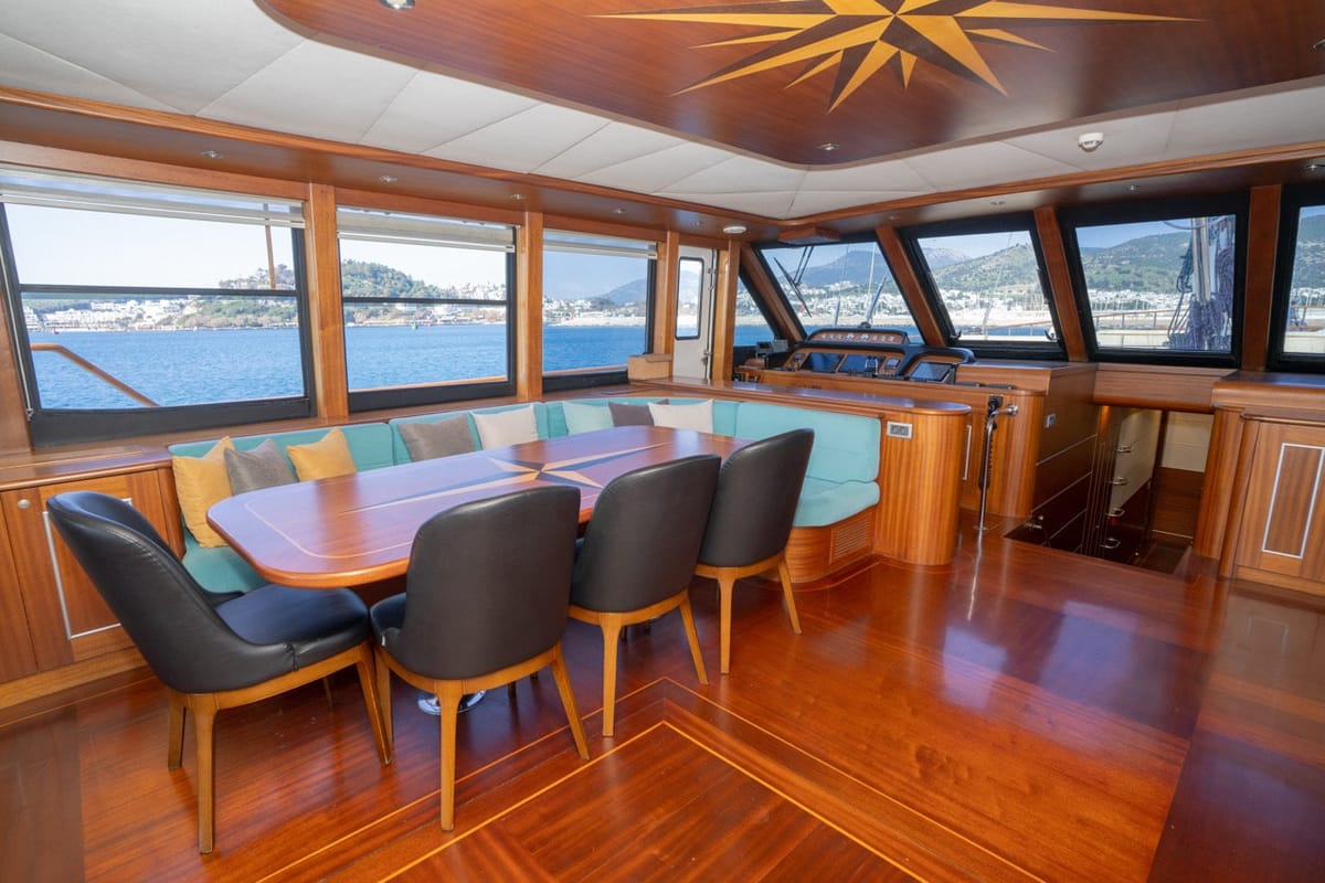 Salon of Dragon Fly, a Gulet Custom built 183 yacht at Bodrum, Turkey
