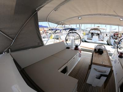 Cockpit of Nonna, a Jeanneau Sun Odyssey 490 sailboat at Grad Šibenik, Croatia