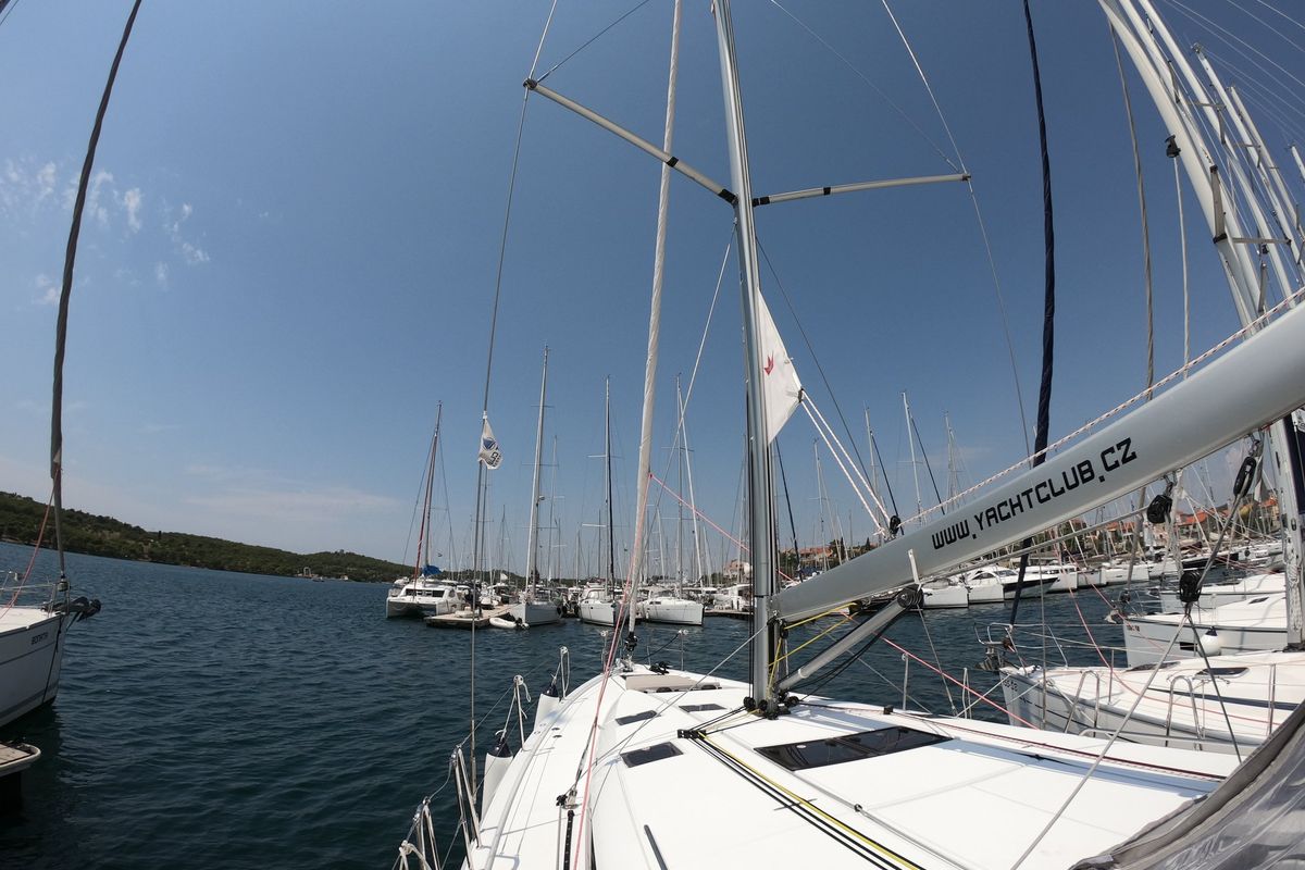 Deck of Nonna, a Jeanneau Sun Odyssey 490 sailboat at Grad Šibenik, Croatia