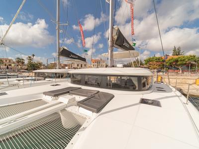 Deck of One Thought, a Lagoon 46 catamaran at Municipal Unit of Lefkada, Greece