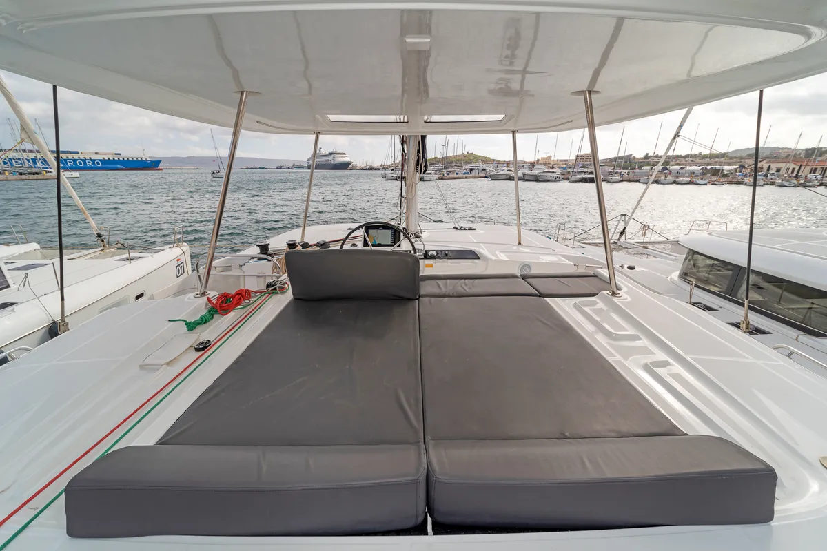 Deck of One Thought, a Lagoon 46 catamaran at Municipal Unit of Lefkada, Greece