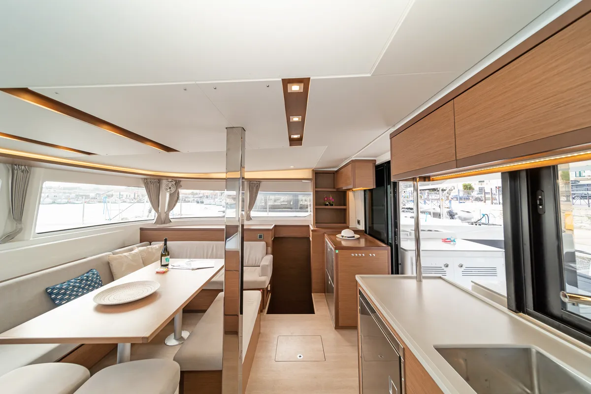 Salon of One Thought, a Lagoon 46 catamaran at Municipal Unit of Lefkada, Greece