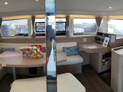Salon of Bob, a Lagoon 42 catamaran at Athens, Greece