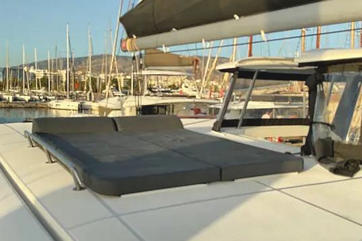Deck of Bob, a Lagoon 42 catamaran at Athens, Greece