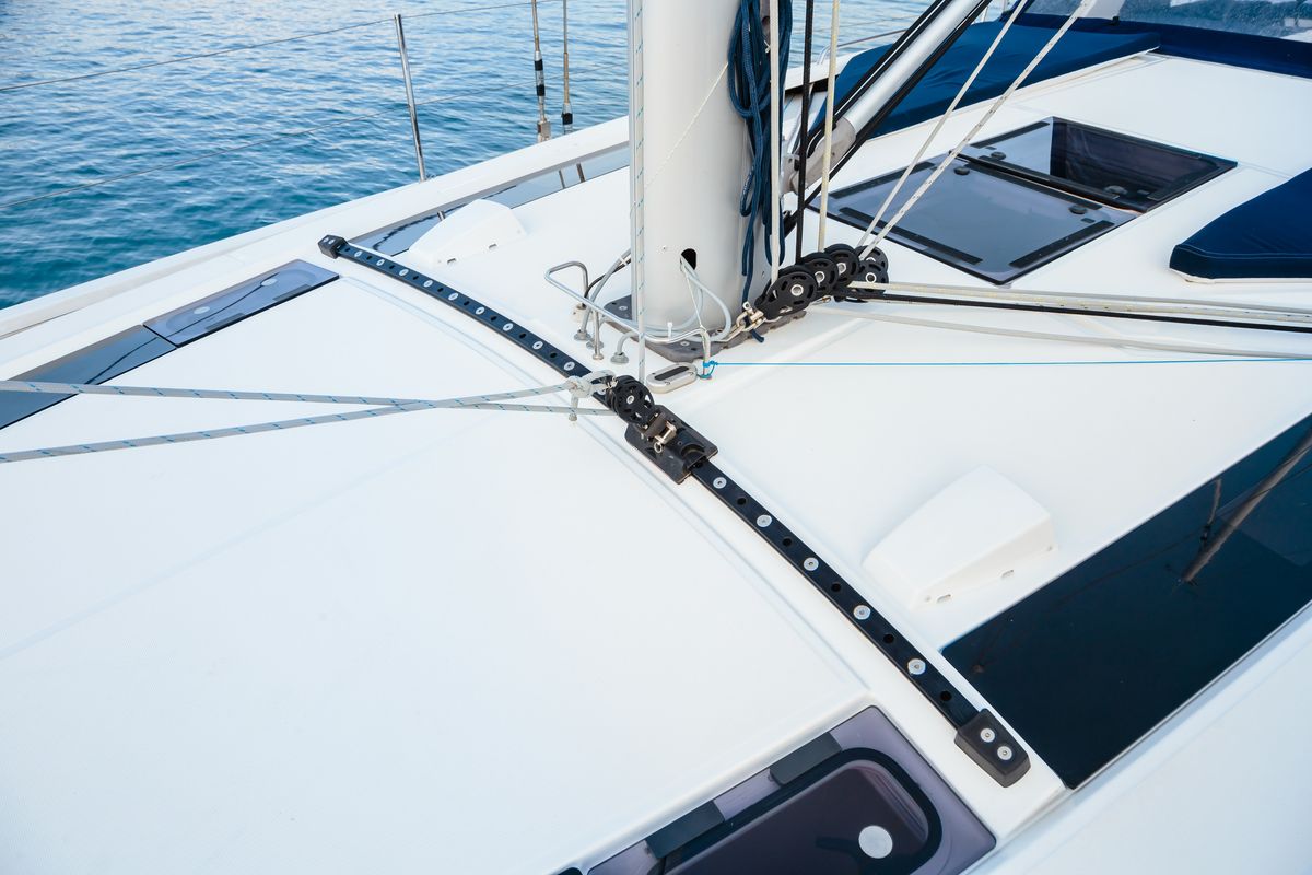 Deck of Maelle - Standard line, a Beneteau Oceanis 51.1 sailboat at Tonnarella, Italy