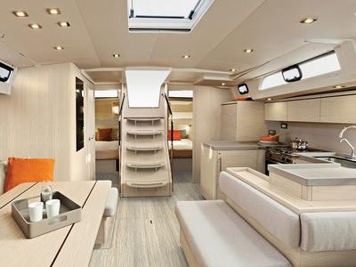 Salon of Sunsail 52.4 Classic, a Beneteau Oceanis 51.1 sailboat at Tonnarella, Italy