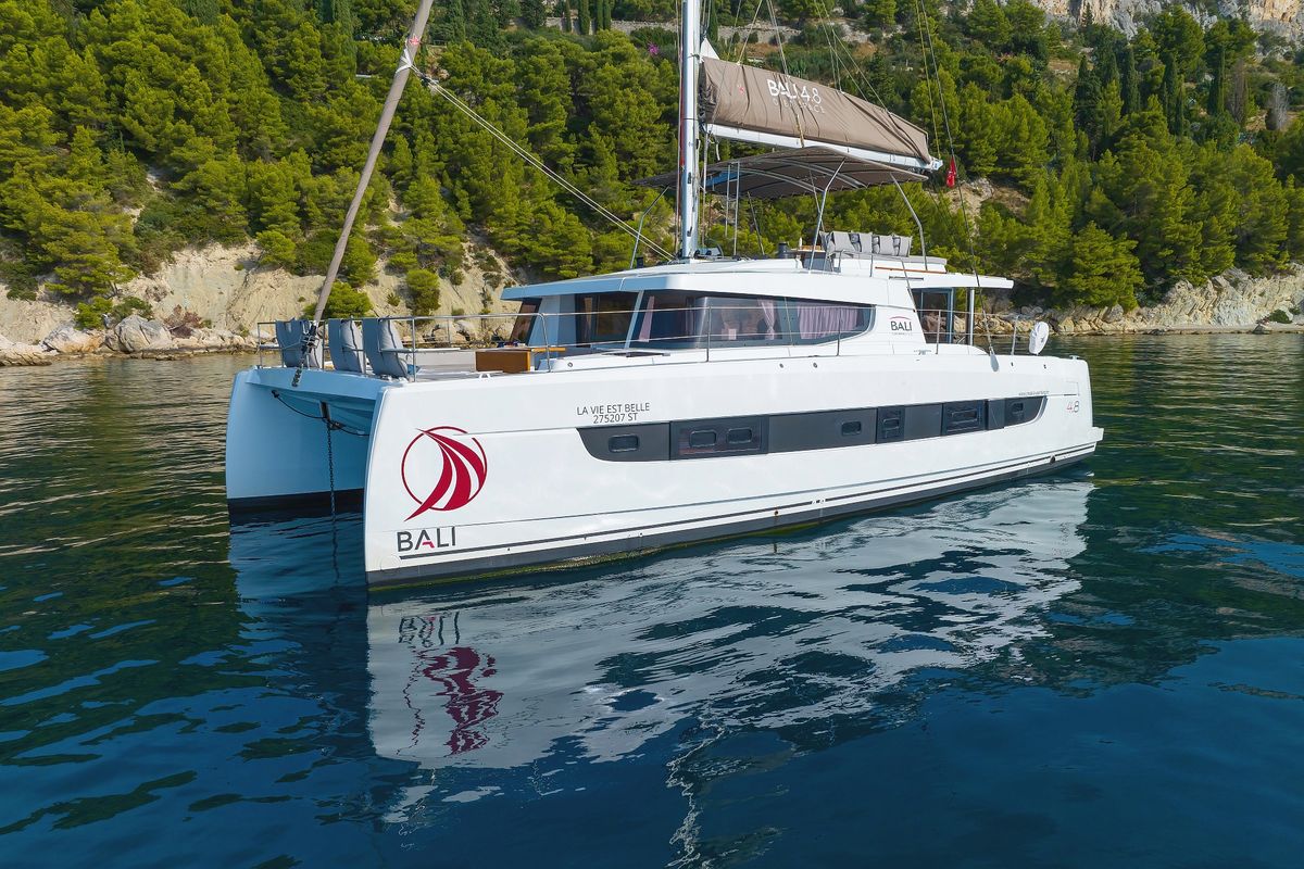 Exterior view of La Vie Est Belle, a Bali 4.8 catamaran at Seget Donji, Croatia