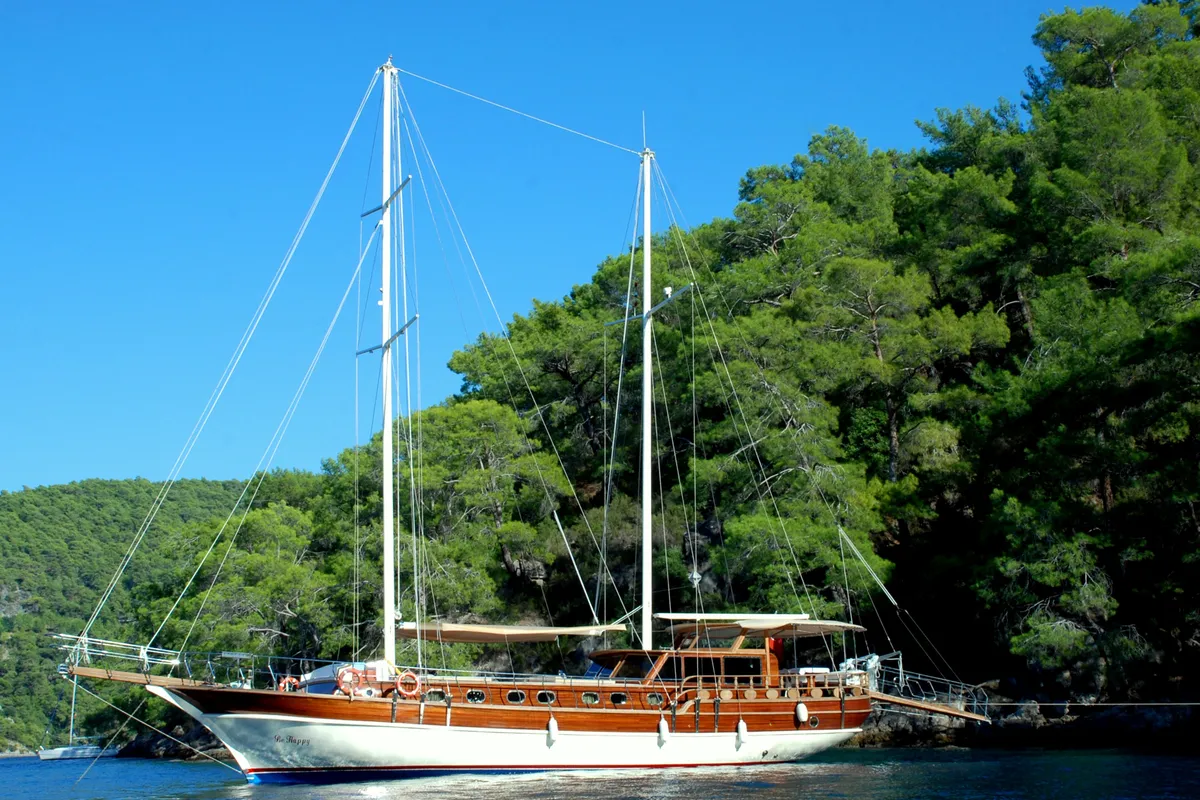Exterior view of Beyefendi H, a Custom Made Be Happy yacht at Bodrum, Turkey
