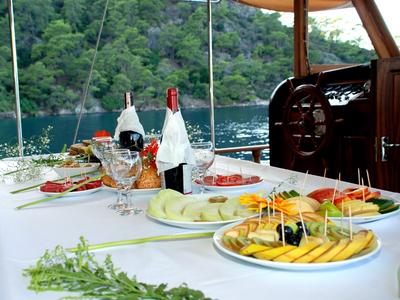 Cockpit of Beyefendi H, a Custom Made Be Happy yacht at Bodrum, Turkey