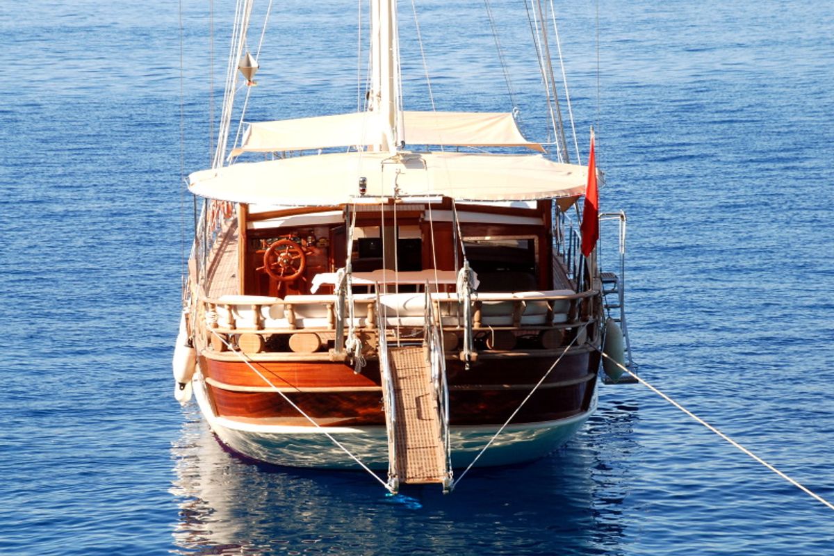 Exterior view of Beyefendi H, a Custom Made Be Happy yacht at Bodrum, Turkey