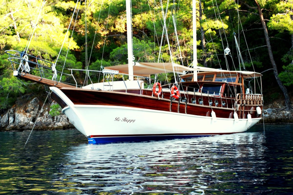 Exterior view of Beyefendi H, a Custom Made Be Happy yacht at Bodrum, Turkey
