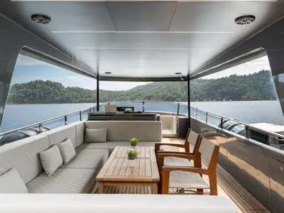 Deck of BEYEFENDI H, a Falcon Yachts Beyefendi H yacht at Fethiye, Turkey