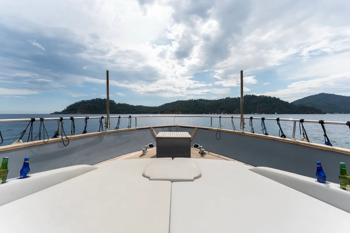 Deck of BEYEFENDI H, a Falcon Yachts Beyefendi H yacht at Fethiye, Turkey