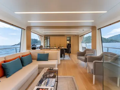 Salon of BEYEFENDI H, a Falcon Yachts Beyefendi H yacht at Fethiye, Turkey