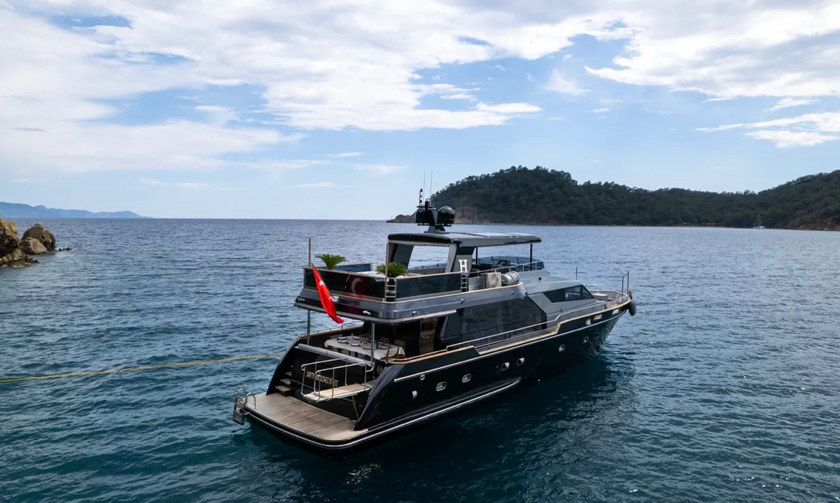 Exterior view of BEYEFENDI H, a Falcon Yachts Beyefendi H yacht at Fethiye, Turkey