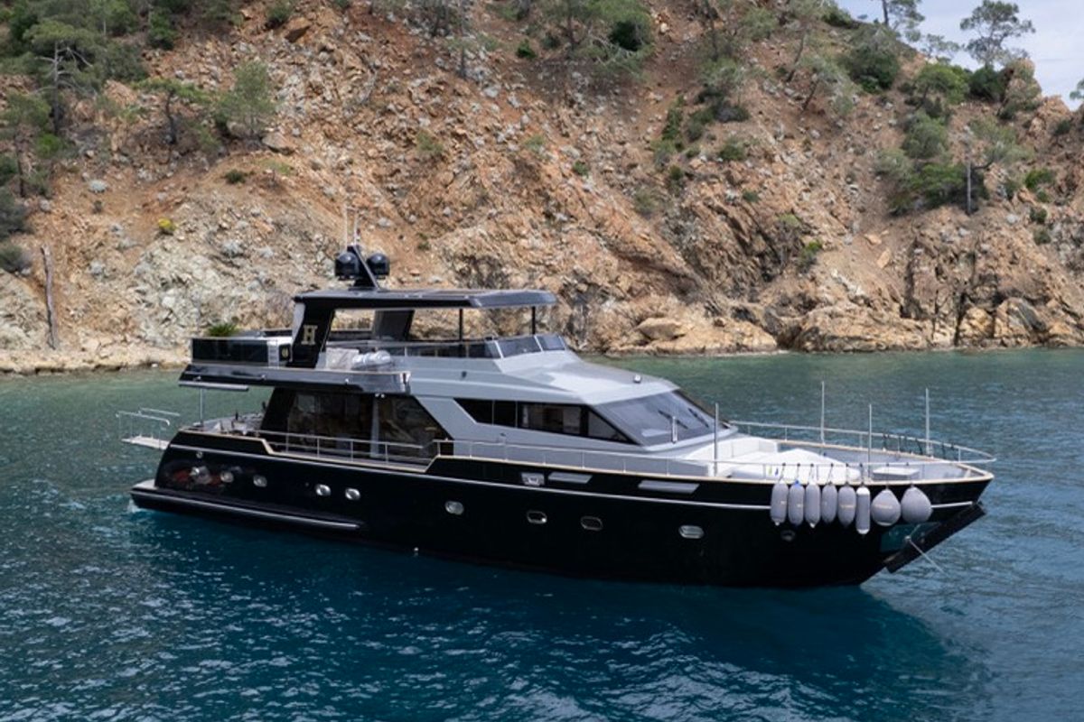 Exterior view of BEYEFENDI H, a Falcon Yachts Beyefendi H yacht at Fethiye, Turkey