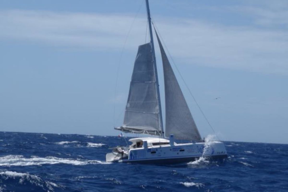 Exterior view of CASTOR, a Marsaudon Composites TS 42 catamaran at Alameda, United States