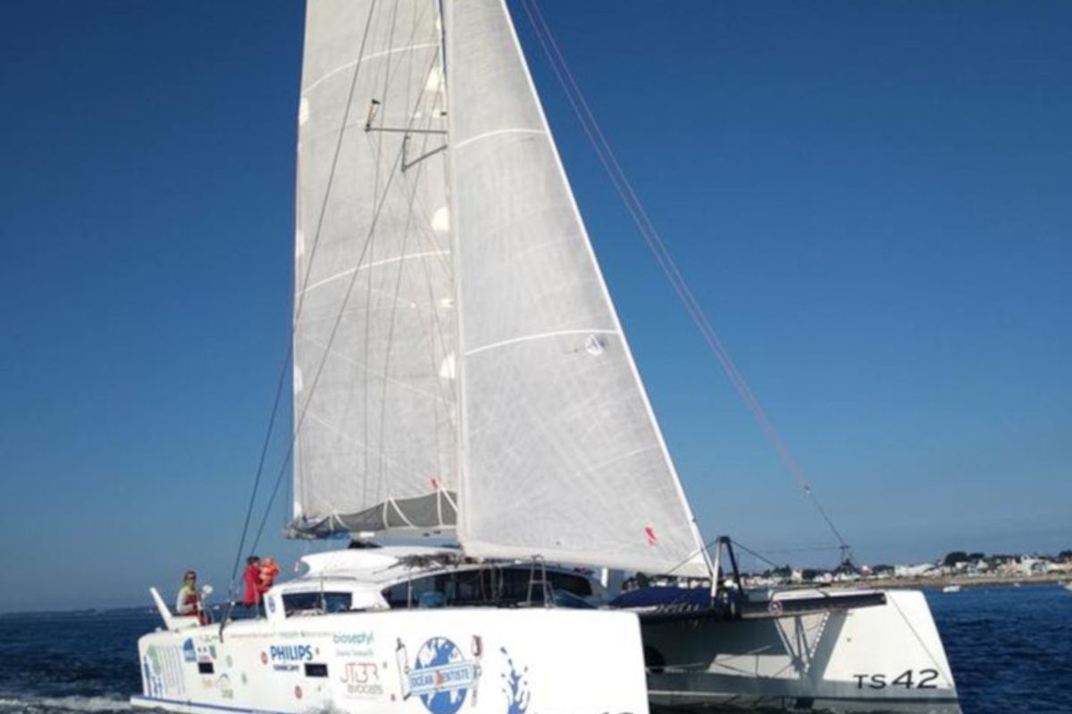 Exterior view of CASTOR, a Marsaudon Composites TS 42 catamaran at Alameda, United States