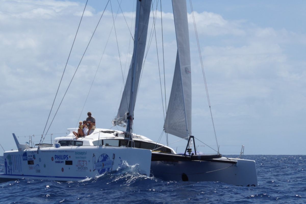 Exterior view of CASTOR, a Marsaudon Composites TS 42 catamaran at Alameda, United States