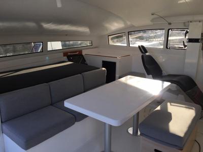 Salon of CASTOR, a Marsaudon Composites TS 42 catamaran at Alameda, United States