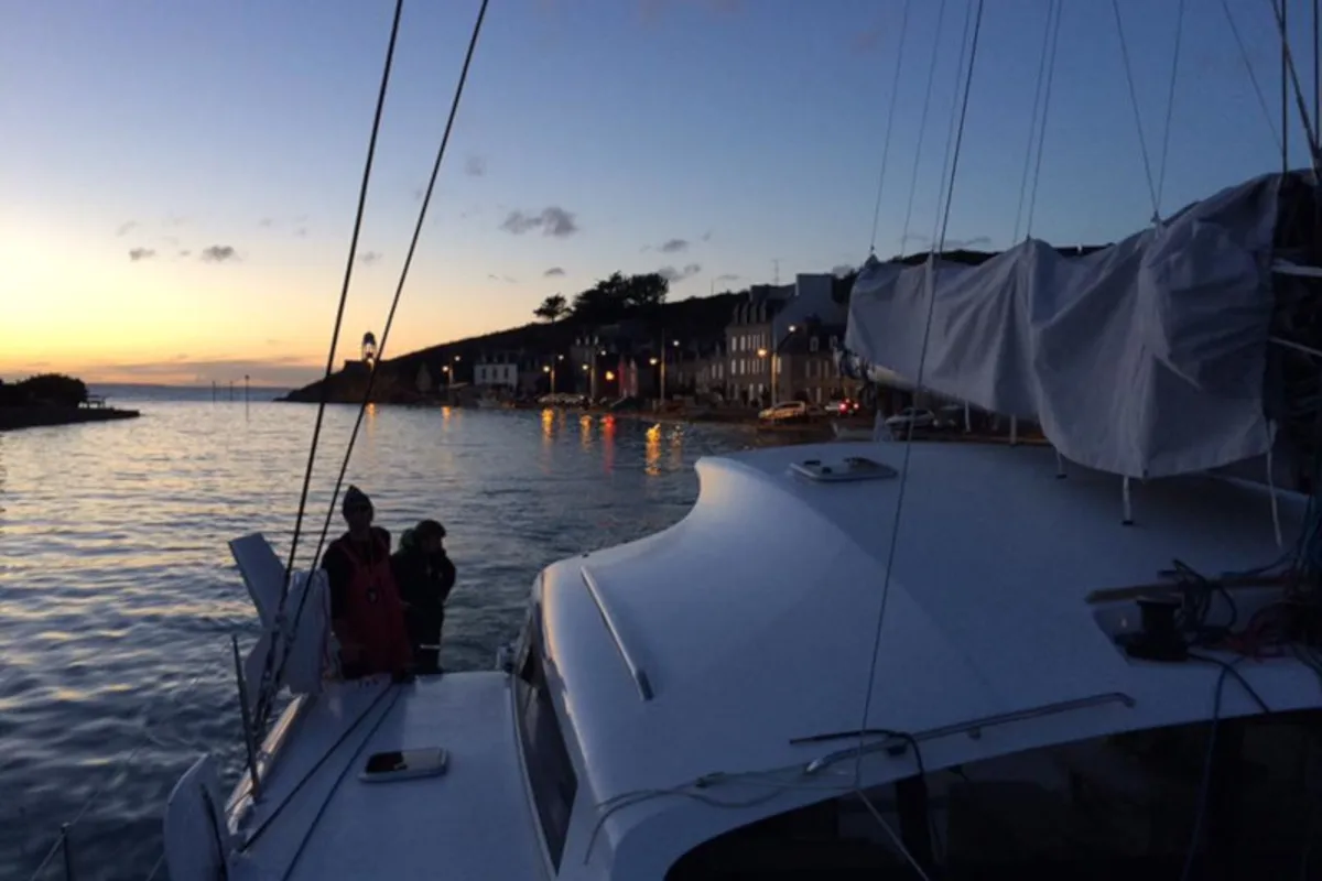 Deck of CASTOR, a Marsaudon Composites TS 42 catamaran at Alameda, United States