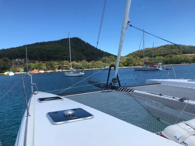 Deck of CASTOR, a Marsaudon Composites TS 42 catamaran at Alameda, United States