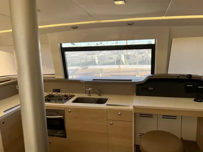 Galley of Ginevra, a Bali 4.1 catamaran at Capo d'Orlando, Italy