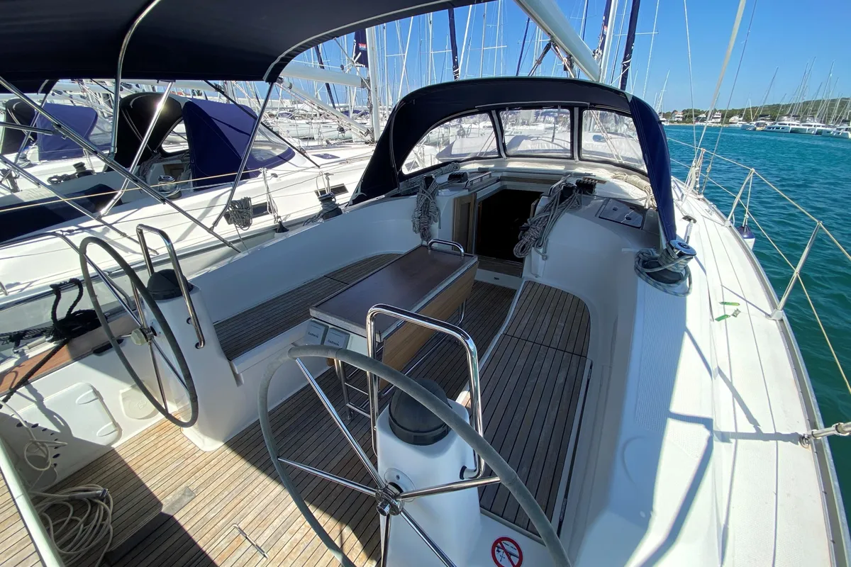 Cockpit of Nia-Nya, a Bavaria Cruiser 40 sailboat at Općina Sukošan, Croatia