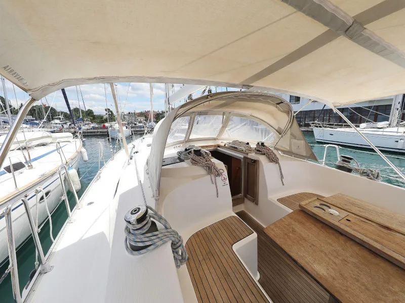 Cockpit of TICIJA, a Bavaria Cruiser 46 sailboat at Zadar, Croatia