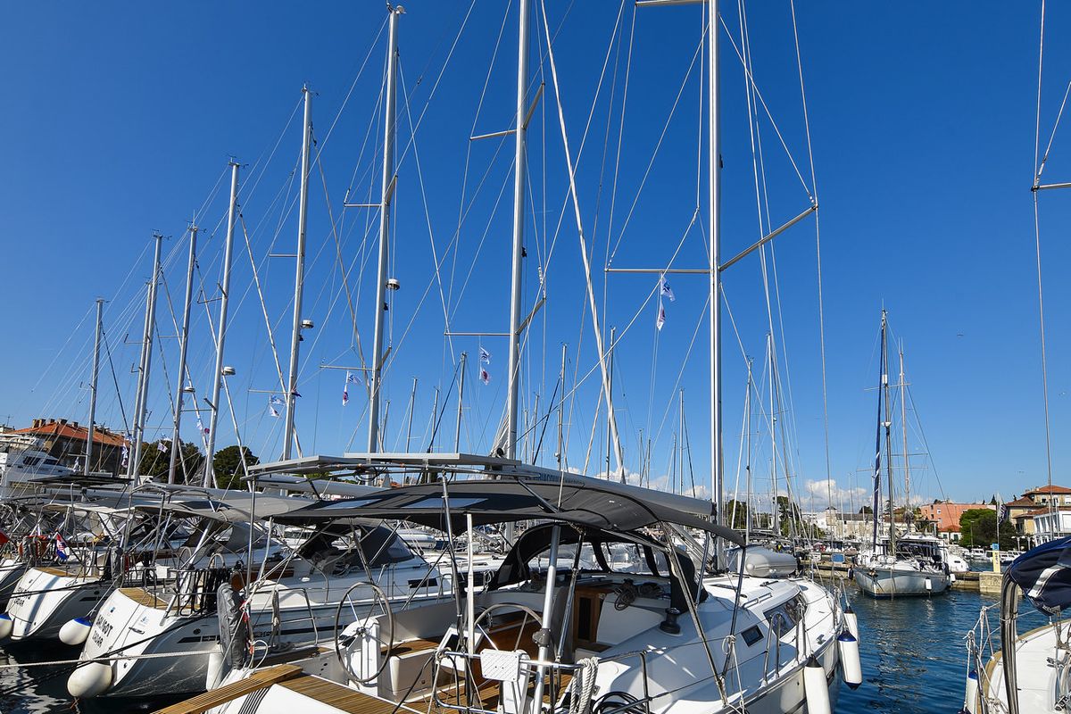 Exterior view of TICIJA, a Bavaria Cruiser 46 sailboat at Zadar, Croatia