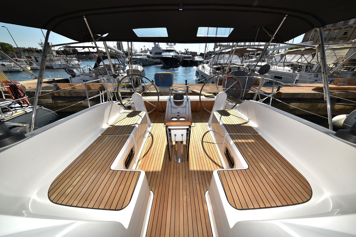Cockpit of TICIJA, a Bavaria Cruiser 46 sailboat at Zadar, Croatia