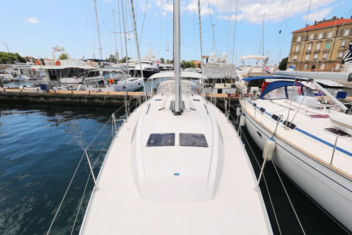 Exterior view of TICIJA, a Bavaria Cruiser 46 sailboat at Zadar, Croatia