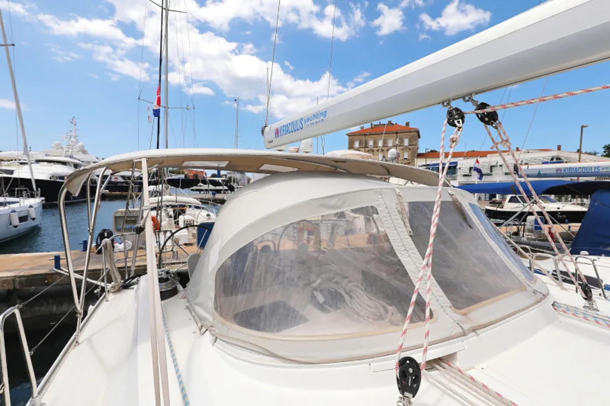 Exterior view of TICIJA, a Bavaria Cruiser 46 sailboat at Zadar, Croatia