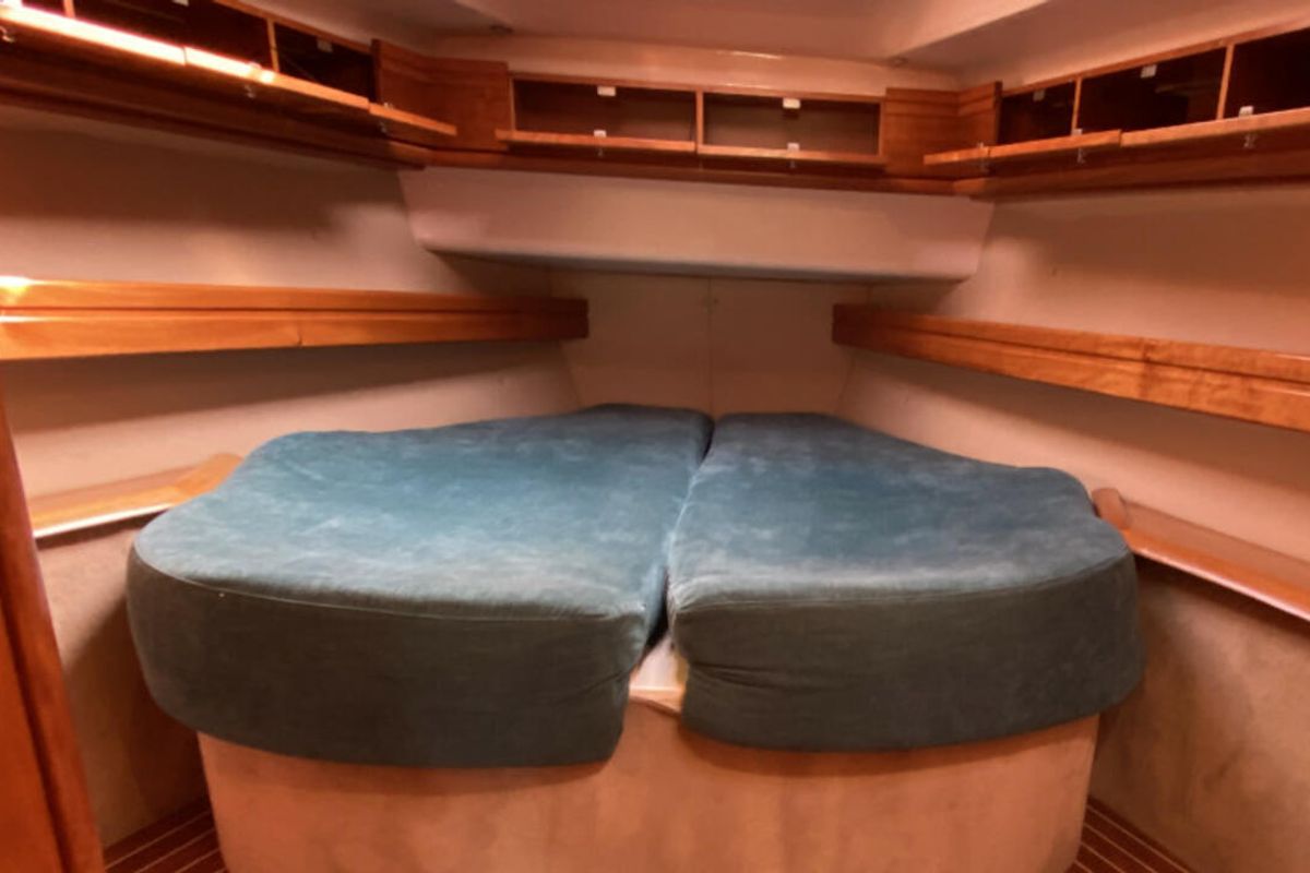 Cabin on Caru, a Bavaria 46 Cruiser sailboat at Heiligenhafen, Germany
