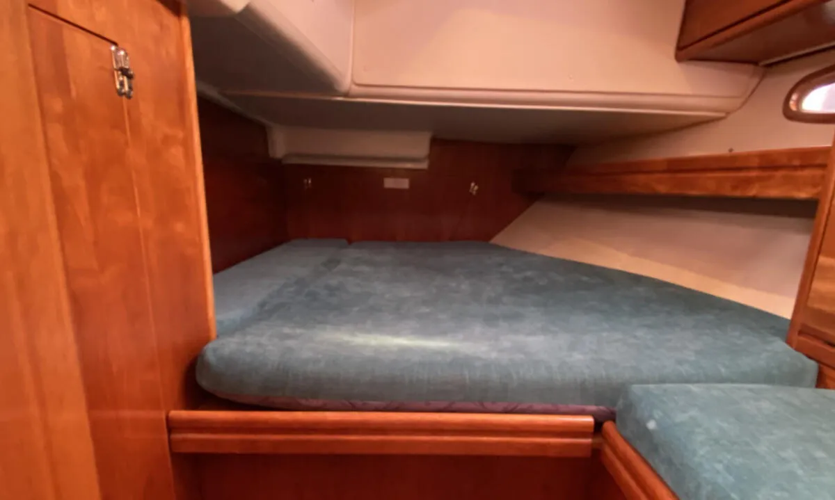 Cabin on Caru, a Bavaria 46 Cruiser sailboat at Heiligenhafen, Germany
